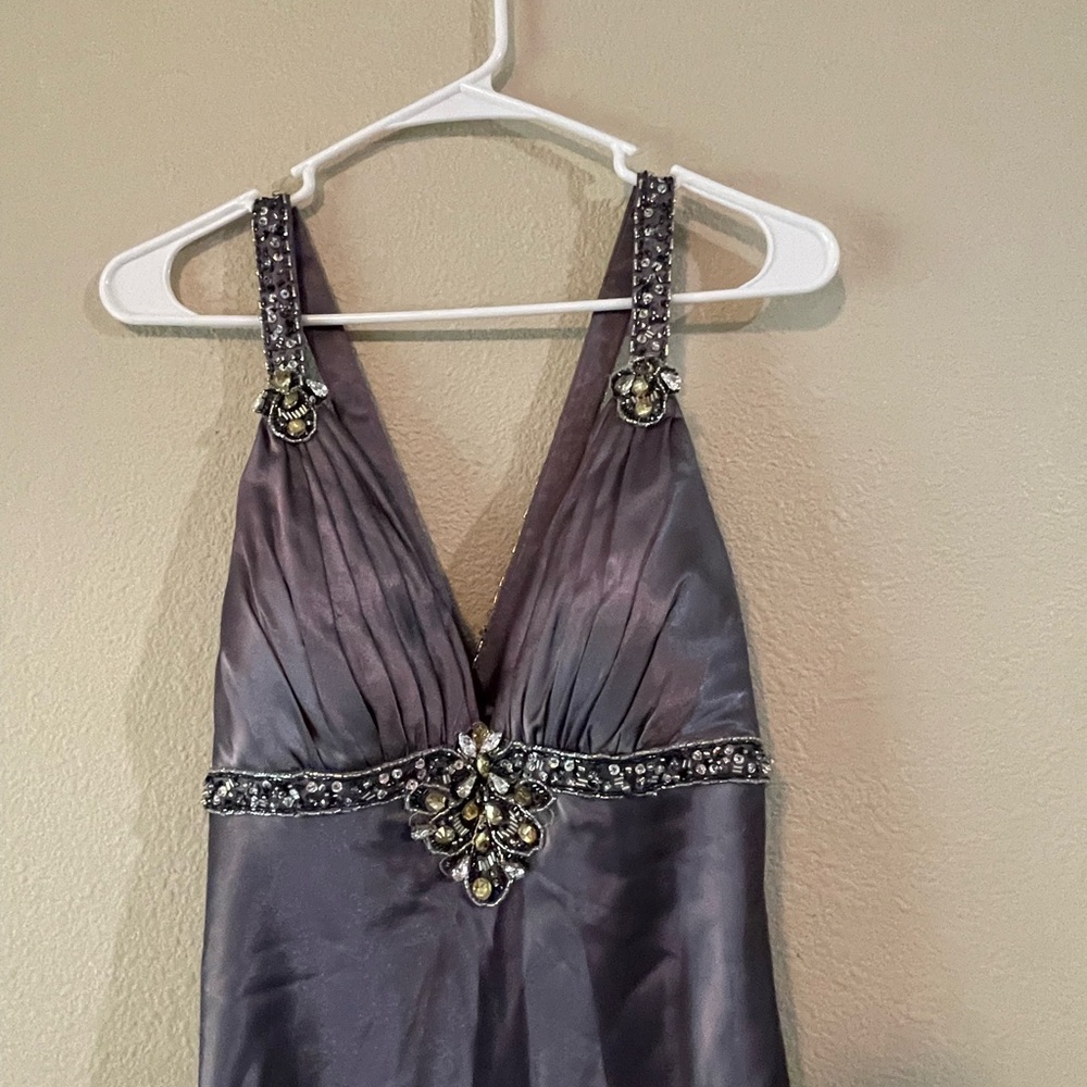 Y2K Vintage Embellished Prom Dress in Slate Gray
